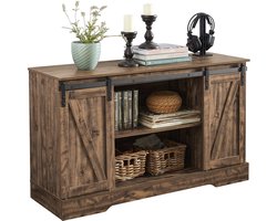 SoBuy FSB60-N Onderkast – Dressoir met Schuifdeur – Ladekast / Opbergkast voor Woonkamer, Hal & Eetkamer – Rustiek Houtlook 120x40x70cm