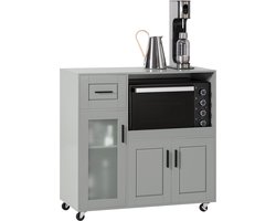 SoBuy FSB78-HG Magnetronkast - Grijze Keukenkast met Lade & Wielen