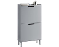 SoBuy FSR151-HG Schoenenkast - Grijze Opbergkast met 2 Kleppen