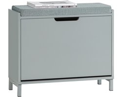 SoBuy FSR151-K-HG Schoenenbank - Grijze Opbergbank met Klep & Kussen