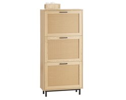 SoBuy FSR155-N Opbergbank - Wood Look met 3 Kleppen & Faux Leather