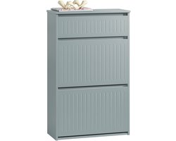 SoBuy FSR165-HG Schoenenkast - Grijze Opbergkast met 2 Flappen & Lade