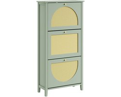 SoBuy FSR222-GR - Schoenenkast - Groen - 3 deuren - 12 paar schoenen - Vintage stijl | FSR222-GR
