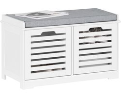 SoBuy FSR23-II-W Entreebank - Witte Schoenenbank met Opbergruimte