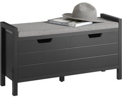 SoBuy FSR63-II-SCH Schoenenbank Schoenenkast Schoenenrek Garderobebank Opbergruimte met zitkussen - 2 Deuren - Zwart
