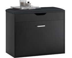 SoBuy FSR95-SCH Schoenenbank - Zwarte Opbergbank met Opklapbare Zitting