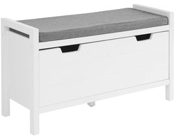SoBuy FSR97-W Schoenenbank - Witte Opbergbank met Gewatteerd Kussen