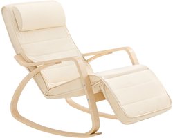 SoBuy FST16-W Schommelstoel - Witte Houten Schommelstoel voor Volwassenen