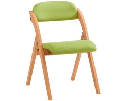 SoBuy FST92-GR Houten klapstoel met gestoffeerde zitting en rugleuning Fauteuil voor keuken, kantoor
