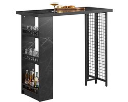 SoBuy FWT100-SCH Bartafel - Zwarte Keukentafel met 3 Planken