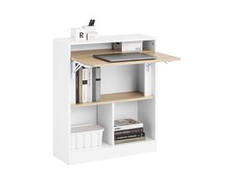 SoBuy FWT104-WN Bureau - Wit Opklapbaar met Legplanken
