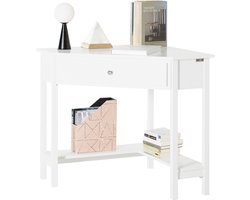 SoBuy FWT31-W Hoekbureau - Wit Houten Bureau met Lade 76x76cm