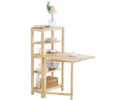 SoBuy FWT70-N Eettafel - Opklapbaar met Zijplanken, Massief Hout