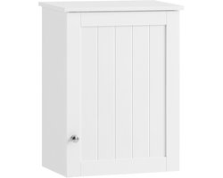 SoBuy Hangkast Badkamer, Wandkast met Deur en Verstelbare Planken, Wit, 40x52x23 cm, voor Keuken, Hal, Gastentoilet - BZR19-W