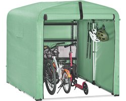 SoBuy KLS11-L-GR Tuinhuis, Waterdichte Buitenkast, Motorstalling met Haken, Fietsgarage en Gereedschapberging, Fietsenstalling, Opslagruimte, Groen, 159x219x165 cm