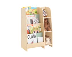 SoBuy KMB114-GR Kinderboekenkast - Houten Opbergmeubel met 3 Planken & Vakken