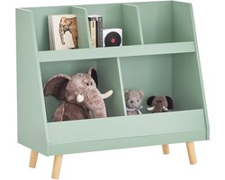SoBuy KMB19-GR Kinderboekenkast - Groen Met 5 Vakken & Massief Hout