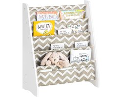 SoBuy KMB50-HG Kinderboekenkast - Grijze Houtcomposiet met 7 Vakken