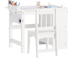 SoBuy KMB60-W Kinderbureauset - Witte Kindertafel met Opbergruimte