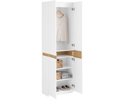 SoBuy KSB01-W Kledingkast, voor volwassenen, slaapkamer, kledingkast, voor slaapkamer, woonkamer, hal, 1 kledingkast, 2 deuren, 5 vakken
