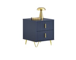 SoBuy Nachtkastje, nachtkastje met 2 laden, moderne bijzettafel voor slaapkamer en woonkamer, blauw, 40 x 40 x 47 cm FBT115-B