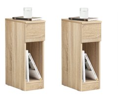 SoBuy Nachtkastje Set van 2 – Smalle Bijzettafels met Lade – Naturel, 20x60x35 cm, FBT111-Nx2 – voor Slaapkamer of Woonkamer