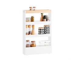 SoBuy NSR12-W Badkamerkastje - Wit Houten Opbergmeubel met Wieltjes