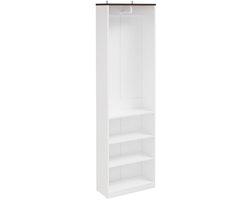 SoBuy Open Kleerkast Wit - Smal Design met Kledingstang en 3 Legplanken - 187 cm Hoog | KSB02-W