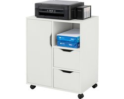 SoBuy Schrijftafel inklapbaar - Multifunctionele Klaptafel met opbergdoos - Computertafel met planken - Bureau voor thuiskantoor - Werktafel Wit, 64x98x64cm, FWT105-W