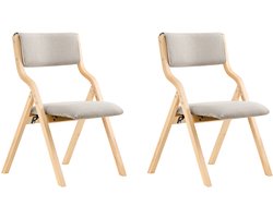 SoBuy Set van 2 Klapstoel, Bureaustoel met Gestoffeerd Zitkussen, Eetkamerstoel, Lichtgrijs, 49x80x54cm, FST40-HGx2 - voor Eetkamer, Keuken, Woonkamer of Thuiswerkplek