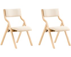 SoBuy Set van 2 Klapstoel, Bureaustoel met Gestoffeerd Zitkussen, Eetkamerstoel, Wit, 49x80x54cm, FST40-Wx2 - voor Eetkamer, Keuken, Woonkamer of Thuiswerkplek