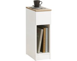 SoBuy Smal Nachtkastje met Lade en Open Plank – Ruimtebesparend Bedkastje of Bijzettafel – Wit, 20x35x60cm, FBT111-WN – Modern Design voor Slaapkamer en Woonkamer