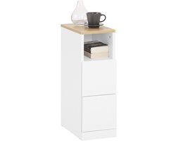 SoBuy Sofa Bijzettafel, Salontafel met 2 Laden en Open Vak, Smalle Nachtkastje voor Woonkamer, Slaapkamer of Kantoor, 20x35x60cm - FBT149-WN