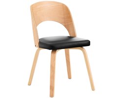 SoBuy Stoel van hout met gevoerde rugleuning en zitting, stoel voor keuken, eetkamer, kantoor, slaapkamer, natuur en zwart, 48 x 55 x 78 cm, FST97-SCH