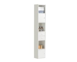 SoBuy STR10-W Hoge Badkamerkast - Witte Compositiehout met Planken