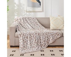 SOCHOW Flanellen Fleece Deken met 3D Luipaardprint, Lichtgewicht, Superzacht, Gezellig Pluche Beddeken/Banksprei 150 x 200 cm, Bruin Luipaard