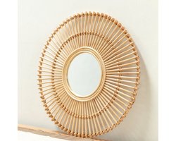 Soeij - Rotan Spiegel - 58 cm - Handgemaakte Boho Wandspiegel  - Bumi - Spiegel rond - Spiegels - Rotan spiegel - Wanddecoratie Ronde Spiegel - Grote Decoratieve Spiegel