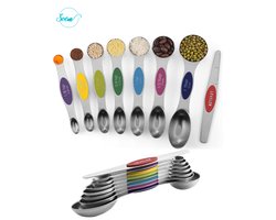 SOEM© Luxe Magnetische Maatlepels 8-delige set RVS voor Vaste en Vloeibare Stoffen