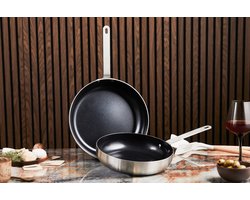 Soenil by ISENVI Koekenpan Set - Pannenset Inductie - Keramisch - 6 Delig - RVS - PFAS, PTFE Vrij - Alle warmtebronnen - Koekenpannenset