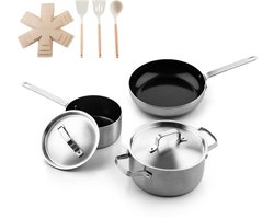 Soenil by ISENVI Pannenset Inductie - Keramisch - 11 Delig - RVS - PFAS, PTFE en PFOA Vrij - Alle warmtebronnen
