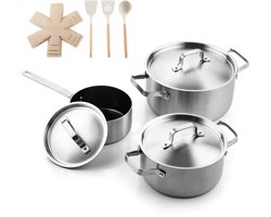 Soenil by ISENVI Pannenset Inductie - Keramisch - 9 Delig - RVS - Kookpannen Set - PFAS, PTFE en PFOA Vrij - Alle warmtebronnen