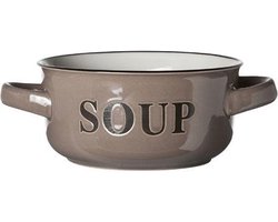 Soepkom grijs - 13.5xh6.5cm - met handvaten - 47cl