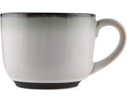 Soepkom met oor - Grote kom - Ontbijt en lunch - Verhoogt eettafelstijl - 600ML inhoud - Grijze gradiënt