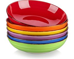Soepkommen, Bonita Soepborden, Set van 6, Pastaborden, Spaghetti Diepe Borden, Pastakommen, Ramenkommen, Grote Slakommen, Multifunctionele Kommen