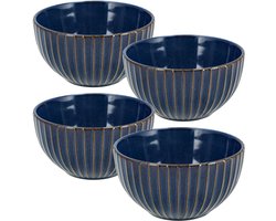 Soepkommen Set van 4 – Ramen Kommen 750 ml – Kommen en Schalen als Fruitschaal – Blauw Ø14x7,5 cm
