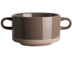 Soepkommen - Woodstock Soepkom - Soepkoppen - Grijs - 4-delig - Soepkop - Servies - Aardewerk - Diameter 11,5 Centimeter - Soepkommen Met Oor