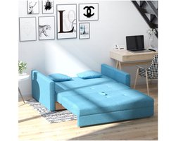 Sofa 2-zitplaat bank met bedfunctie, gestoffeerde bank met opbergruimte, achterste kussen, bankbed voor woonkamer, polycotton, hout, lichtgrijs