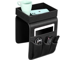 Sofa Afstandsbediening Houder met Afneembare Lade - [Antislip] PU Lederen Stoel Bank Armsteun Organizer Caddy met 5 Zakken voor Tijdschriften Telefoon iPad TV Afstandsbediening Game Controller