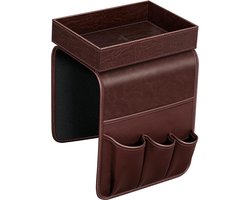 Sofa Afstandsbediening Houder met Afneembare Lade - [Antislip] PU Lederen Stoel Bank Armsteun Organizer Caddy met 5 Zakken voor Tijdschriften Telefoon iPad TV Afstandsbediening Game Controller