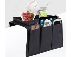 Sofa Armleuning Organisator Opvouwbare Bank Butler met Dienblad Caddy Tas Bank Fauteuil TV Afstandsbediening Houder Hangende Bank Dienblad Bank Opbergtas voor Snacks, Drankjes, Tijdschriften, Mobiele Telefoon iPad